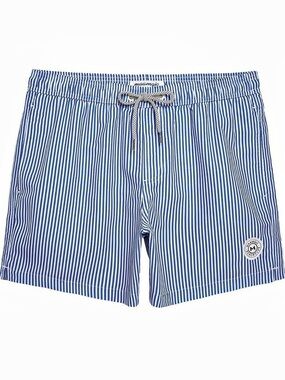 Maamgic Men's Striped Swim Trunks in Blue & White